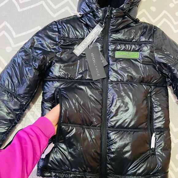 Kendall & Kylie reversible thick winter snow puffer Sherpa jacket coat bomber - Picture 6 of 14